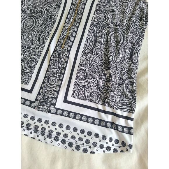 INC International Concepts Blouse Tank Top Womens Small Black Paisley Half Zip C - Picture 2 of 5